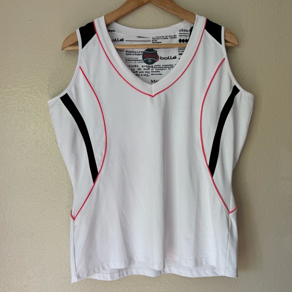 ❇️Bolle Women's White Tank Top with Black and Pink Accents 2 for $22❇️